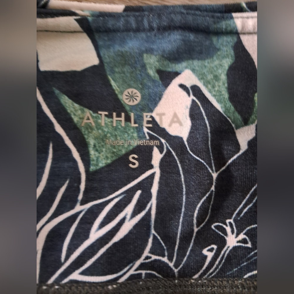 Athleta floral athletic leggings small like new blue green tropical Hawaiian - Picture 2 of 5